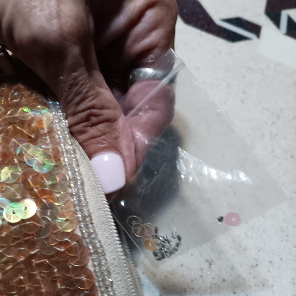 Sequined Rust Colored Formal Wristlet - Picture 6 of 8